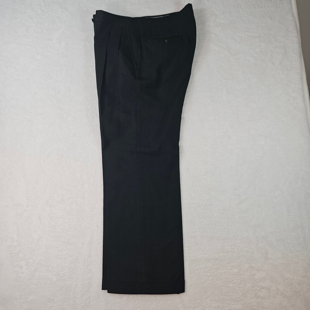 Kingsridge Mens Pleated Dress Pants Black Cuffed Straight Leg Trousers 34x27